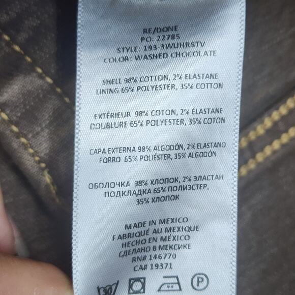 Re/Done 70s High Rise Short Jeans Washed Chocolate Sz 25 NWT - Picture 7 of 7